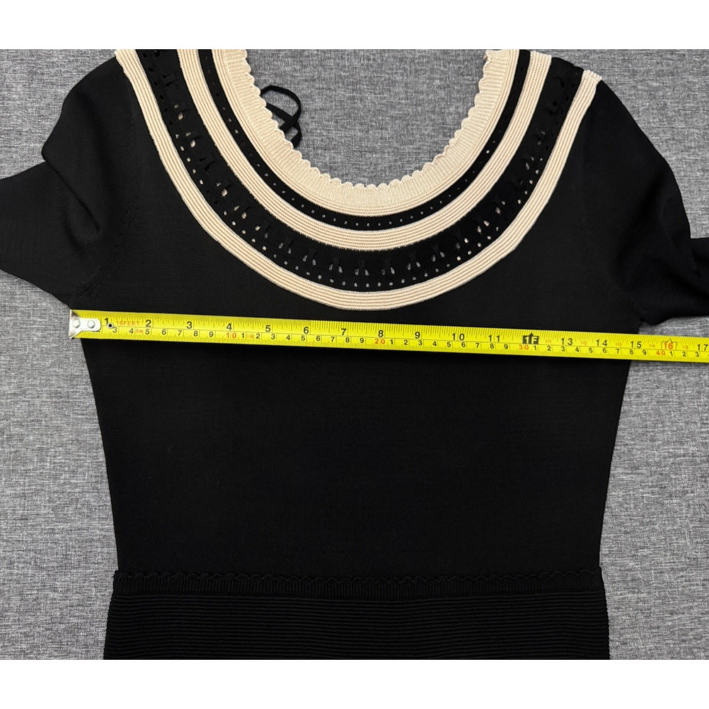 Temperley London Dina Fiftted Dress Black Beige xs NWT ( Flaw) - Picture 4 of 9